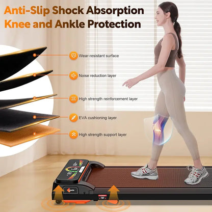 Lysole Walking Pad Treadmill  Compact Under-Desk Exercise Machine with Remote & Large LED Display
