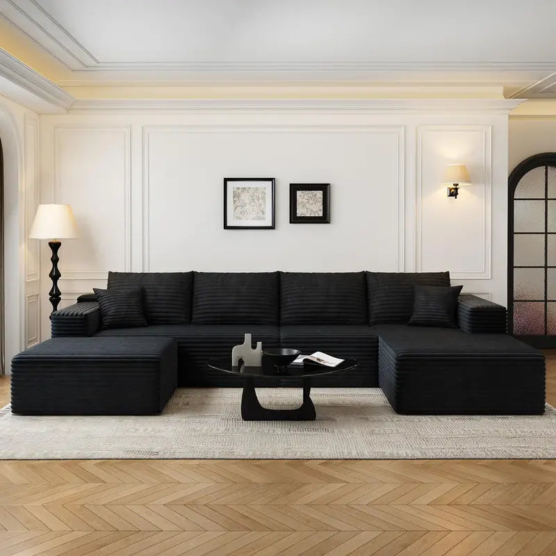 Cloud Modular L-Shaped Sectional Sofa  107.5-Inch Modern Minimalist Upholstered Couch with Chaise