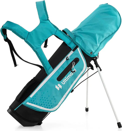 Junior Right-Handed Golf Club Set for Kids Including Stand Bag & Weatherproof Rain Hood