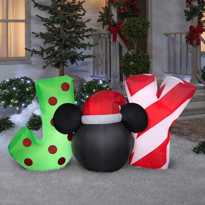 5′ Wide Gemmy Airblown Disney Mickey Mouse Joy Sign with LED Lights  Indoor/Outdoor Decor