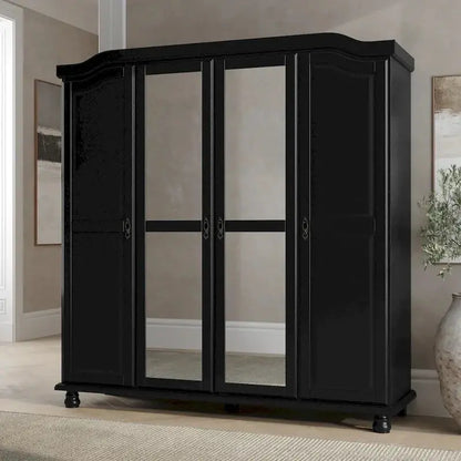 Kyle Armoire by Palace Imports  Handcrafted 4-Door Solid Wood Wardrobe with Optional Mirrored Panels