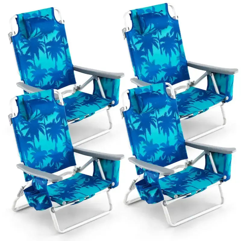 Costway 4-Pack Foldable Backpack Beach Chairs  5-Position Outdoor Seating