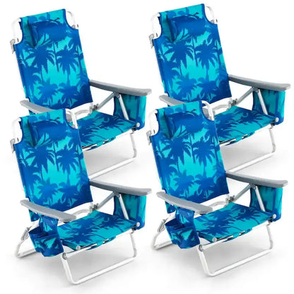 Costway 4-Pack Foldable Backpack Beach Chairs  5-Position Outdoor Seating
