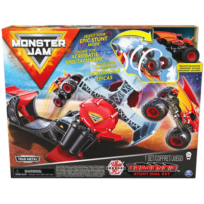 Monster Jam, Official Bakugan Dragonoid Stunt Dial Playset with Exclusive 1:64 Scale Dragonoid Die-Cast Monster Truck