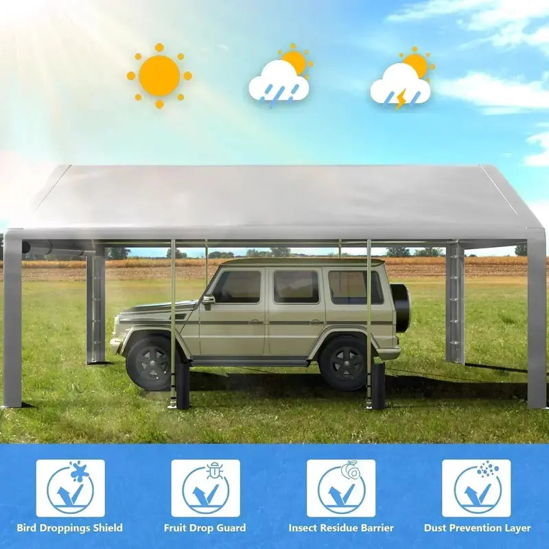 6 ft × 8 ft Portable Carport Tent  Heavy-Duty Four-Season Garage Tent with Removable Side Walls