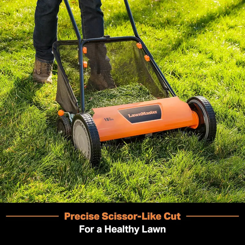 LawnMaster LMRM1801 18-Inch 5-Blade Push Reel Lawn Mower  Manual, Sustainable, Precision Cut