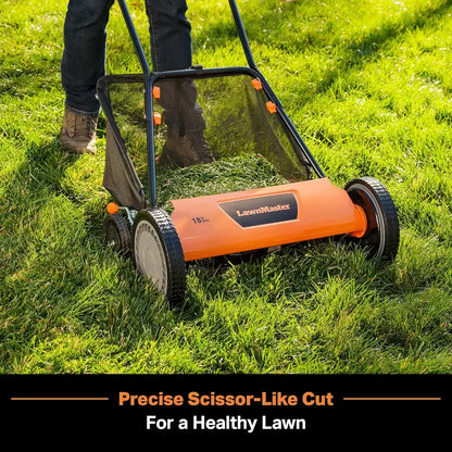 LawnMaster LMRM1801 18-Inch 5-Blade Push Reel Lawn Mower  Manual, Sustainable, Precision Cut