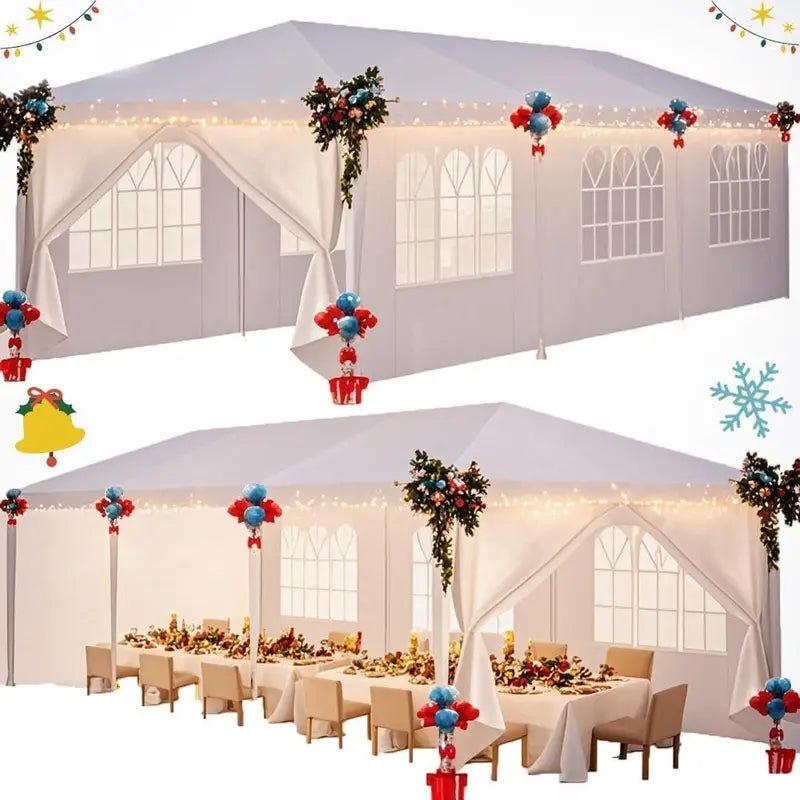 HOTEEL 10×30 ft Commercial-Grade Event Tent with Eight Adjustable Sidewalls  Ideal for Weddings and BBQs