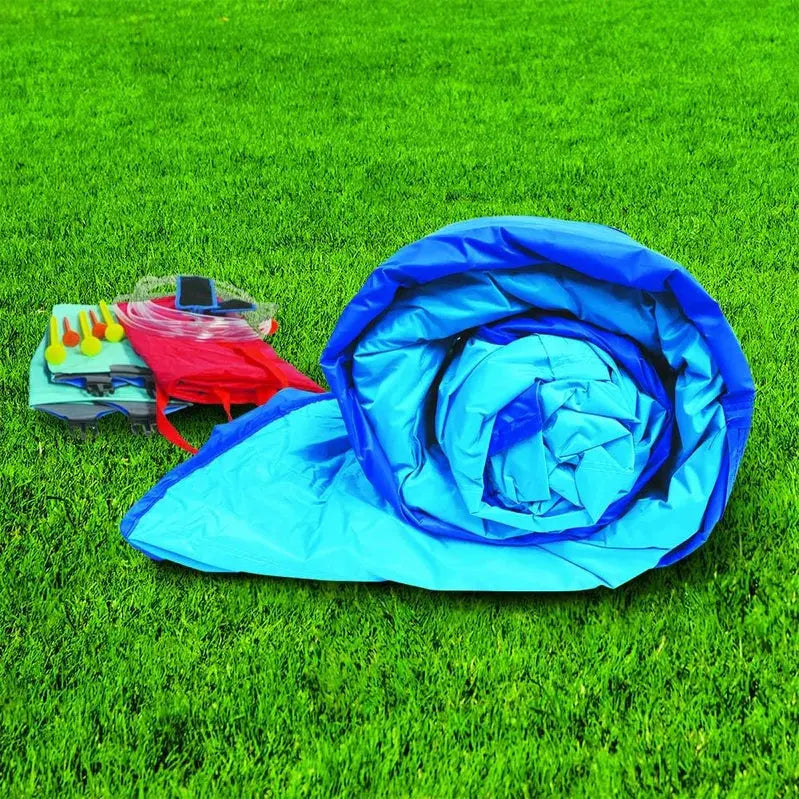 Banzai Inflatable Water Slide & Pool Combo  14′ L x 8′ H Backyard Splash Pad with Sprinkler Wave, Water Wall & Reinforced PVC Construction