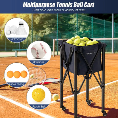 Lightweight Aluminum Tennis Ball Hopper, Collapsible 2-Tier Ball Collector