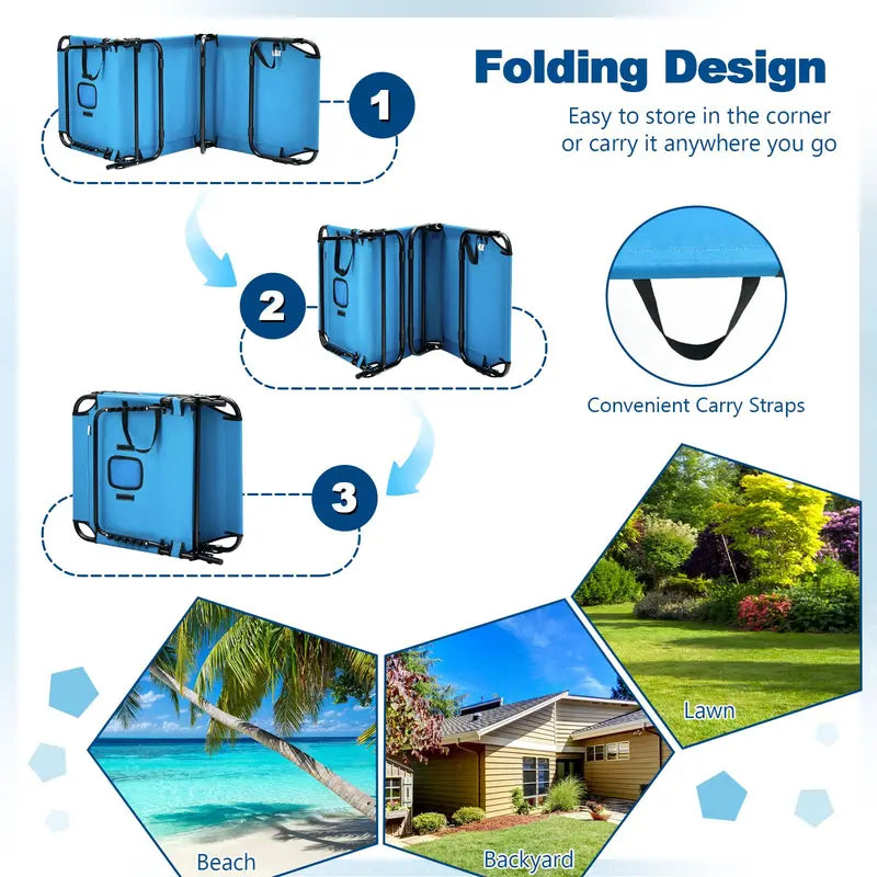 Adjustable Beach Chaise Lounge with UV-Resistant Fabric