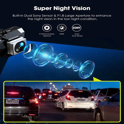 TOGUARD Dash Cam 4K with 5Ghz Wifi GPS, 4K+2K Dash Cam Front and Rear 3.16  Touch Screen with 64GB Memory Card