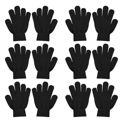 6-Pair Unisex Acrylic Knit Winter Gloves for Everyday Cold-Weather Wear