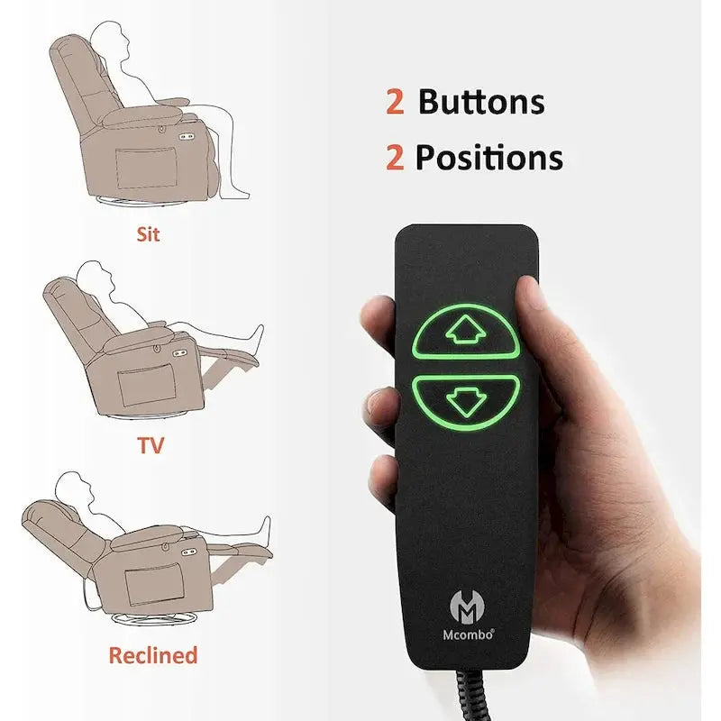 Electric Swivel Glider Recliner  Fabric Single Seat with USB Ports & Cup Holders
