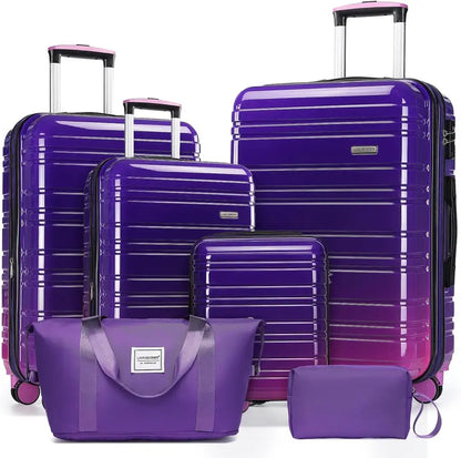 6-Piece Expandable Rolling Luggage Set  Lightweight Hardshell Suitcases with Smooth-Spinning Wheels & Modular Packing Options