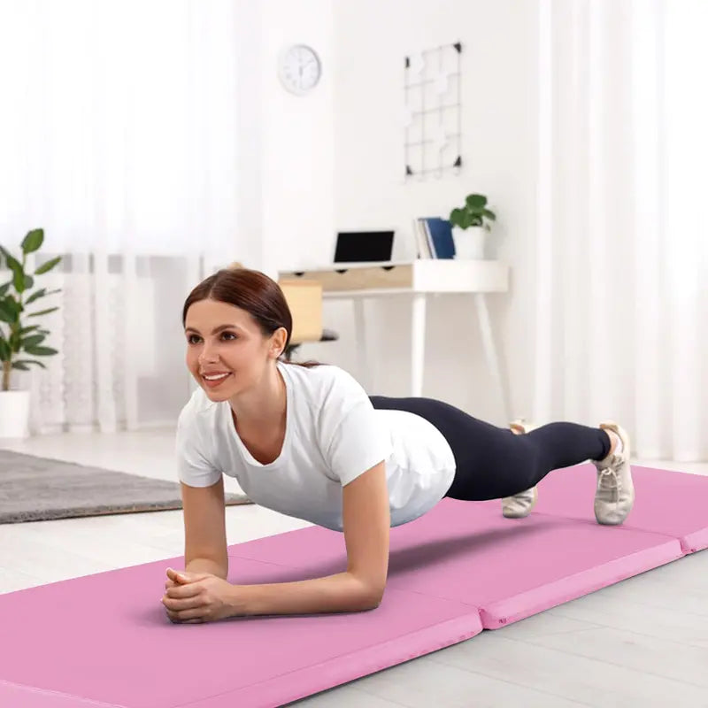 6′ x 2′ Tri-Fold Exercise Mat  2-Inch Dense Foam Tumbling Pad with Integrated Carrying Handles