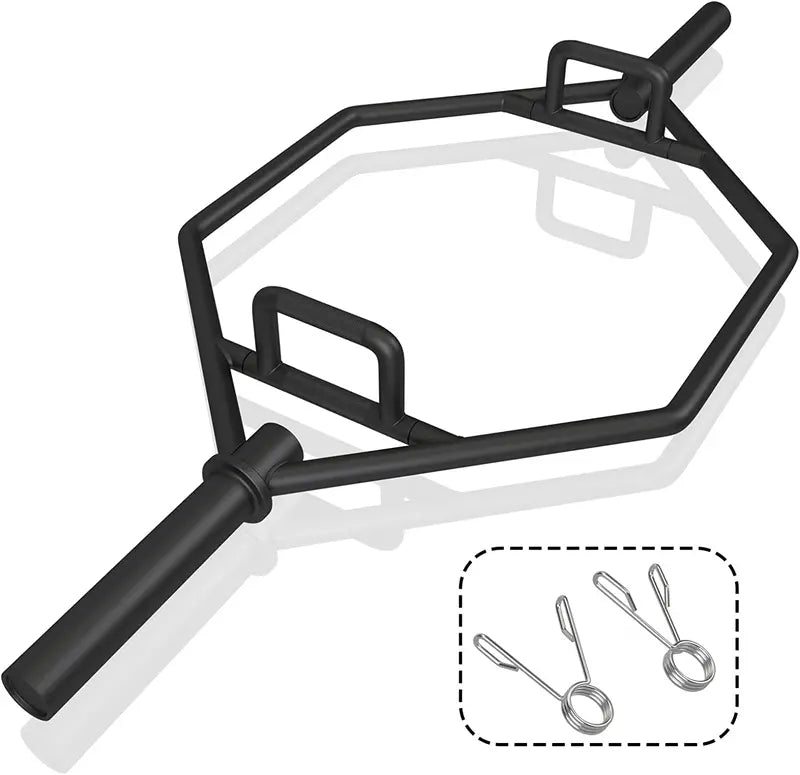 56-Inch Foldable Olympic Hex Bar  Trap Bar with Knurled Handles for Strength Training