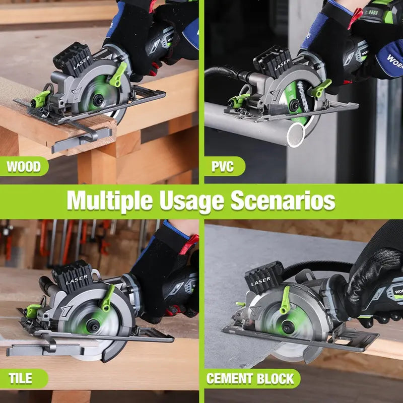 WORKPRO 4.5-Inch 20V Compact Cordless Circular Saw  Includes 4.0Ah Battery, Fast Charger & 3 Blades