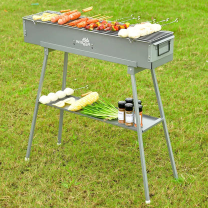 WILLBBQ Heavy-Duty Portable Charcoal Grill for Outdoor Cooking and Commercial Use
