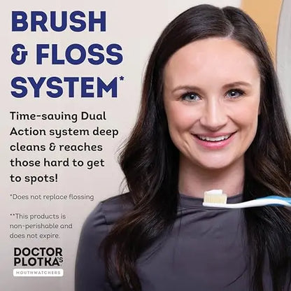 MOUTHWATCHERS Dr. Plotka’s Extra Soft Flossing Toothbrush for Sensitive Teeth & Gums  2 Pack, Multi-Color
