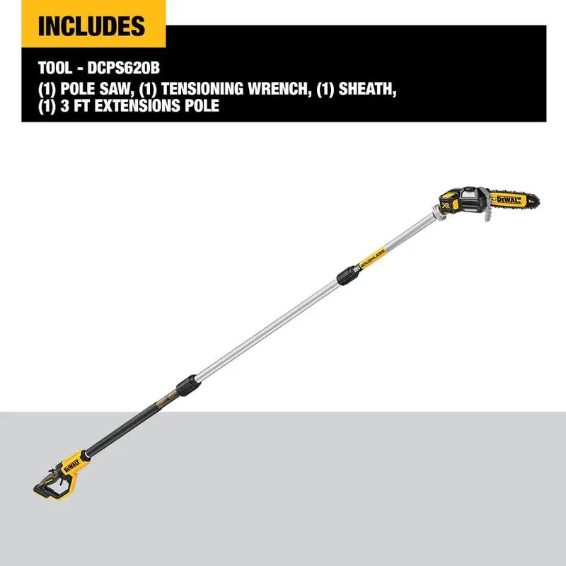 DEWALT 20V MAX 8in. Cordless Battery Powered Pole Saw, Tool Only DCPS620B