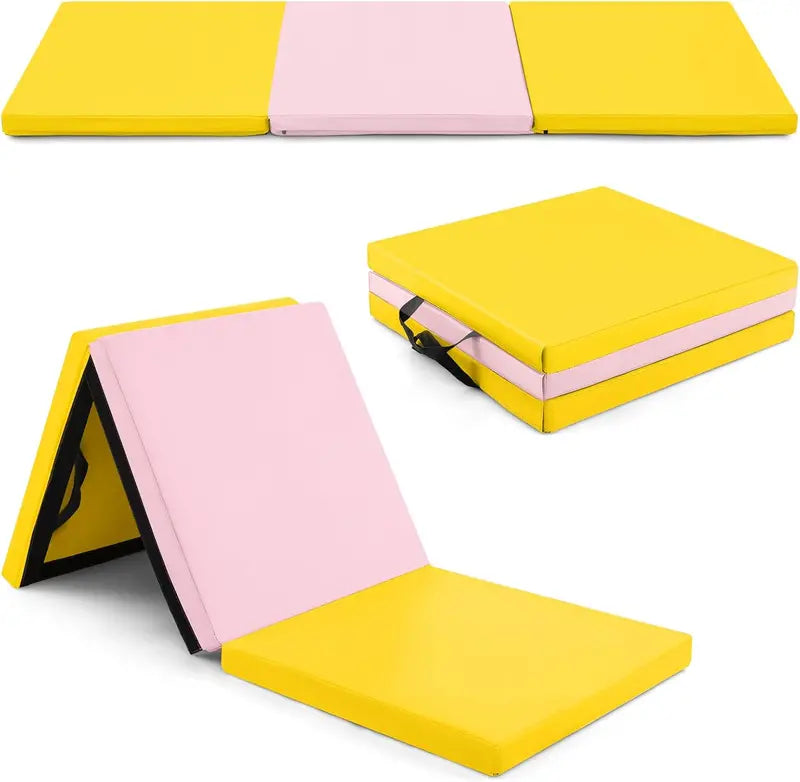 6′ x 2′ Tri-Fold Exercise Mat  2-Inch Dense Foam Tumbling Pad with Integrated Carrying Handles
