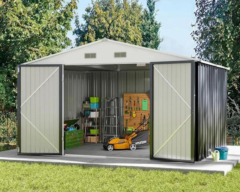 Greesum 6x4ft Lockable Patio Storage Shed  Galvanized Steel Garden Utility Shed