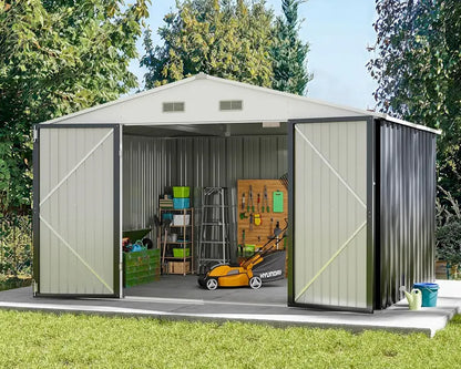 Greesum 6x4ft Lockable Patio Storage Shed  Galvanized Steel Garden Utility Shed