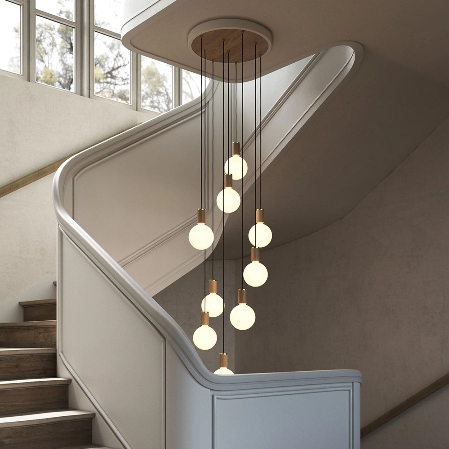 The Original Nine Pendant in Oak + Sphere IV