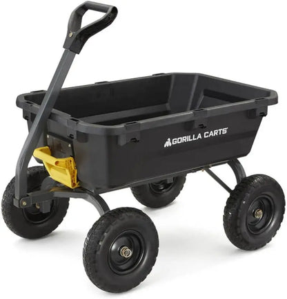 7-Cubic-Foot Heavy-Duty Poly Dump Cart  No-Flat Tires, 1200-Lb Capacity, Black