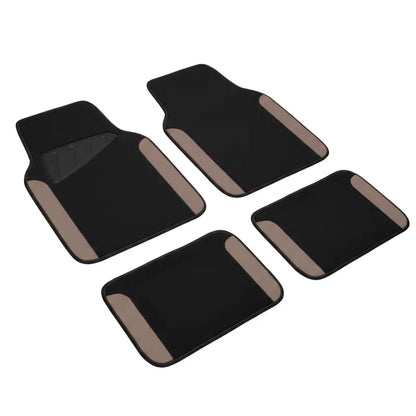 Set of 4 Universal Faux Leather Floor Mats with Non-Slip Nibbed Backing