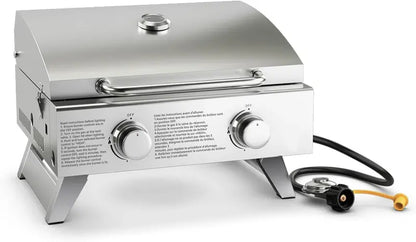 Heavy-Duty Propane BBQ Grill  50,000 BTU, 4 Main Burners + Side Burner, Stainless Steel Construction, Rolling Cart Design