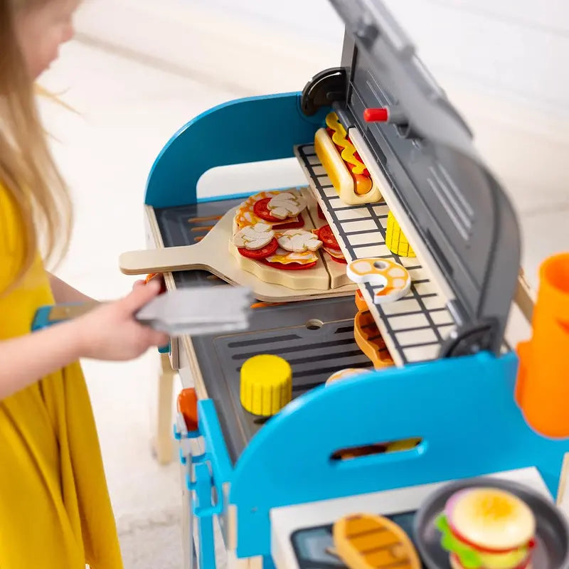 Wooden Luxury Pretend Grill & Pizza Oven Toy  Smoker-Inspired Cooking Role-Play Set