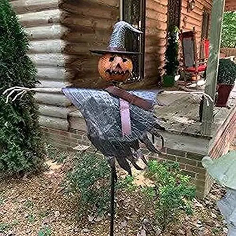 Handcrafted Halloween Scarecrow with Jack-O’-Lantern Accent