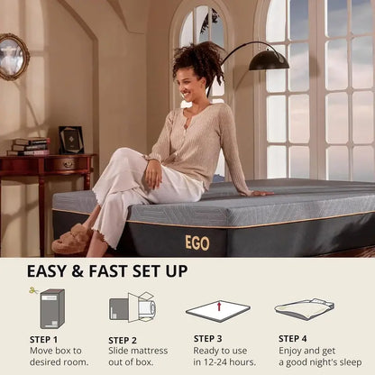 EGOHOME 14″ King Size Cooling Gel Memory Foam Mattress  CertiPUR-US Certified, Made in USA, Therapeutic Medium Support