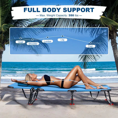 Adjustable Beach Chaise Lounge with UV-Resistant Fabric