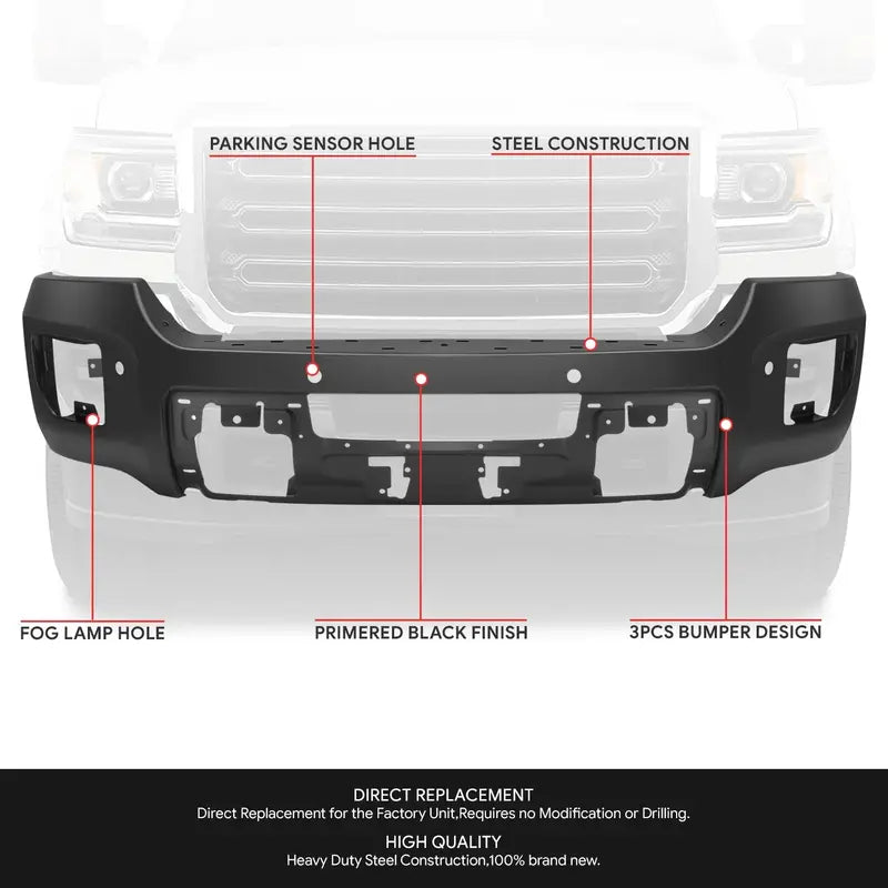 Modular Front Bumper for 20152019 GMC Sierra 2500/3500 HD  Features Parking Sensor Holes