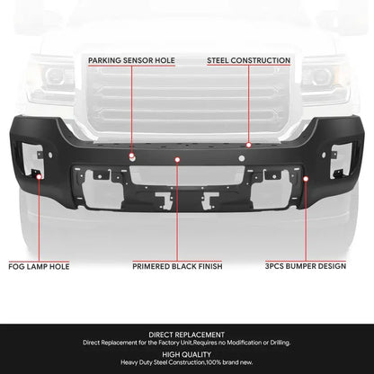 Modular Front Bumper for 20152019 GMC Sierra 2500/3500 HD  Features Parking Sensor Holes