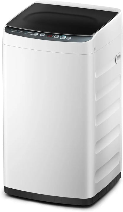 Portable Washing Machine  6 Wash Cycles, Stainless Steel Drum, Transparent Lid, LED Display & Drum Clean Function (White)