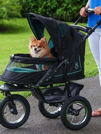 Pet Gear No-Zip NV Pet Stroller for Cats/Dogs, Zipperless Entry, One-Hand Fold, Gel Tires, Plush Pad, Weather Cover, Skyline