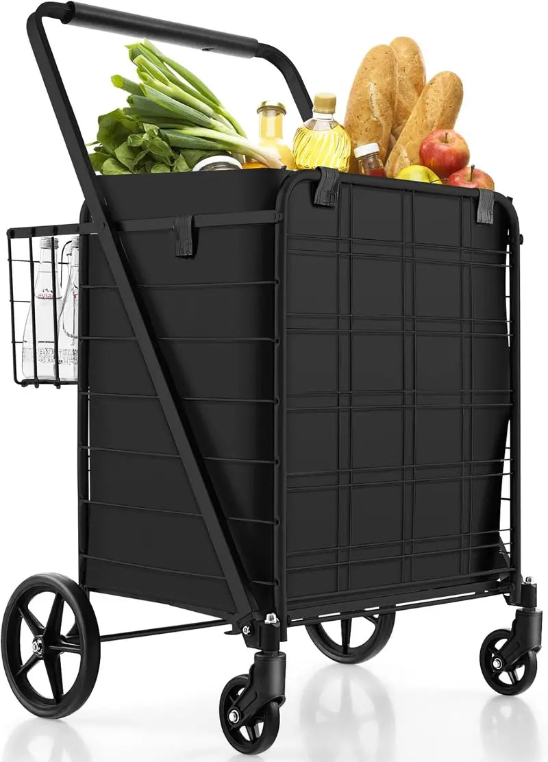 Waterproof Jumbo Folding Shopping Cart for Groceries  Upgraded Lightweight Design