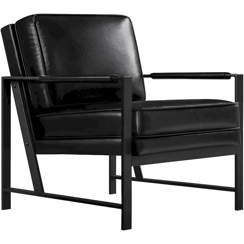 Yaheetech Retro Faux Leather Accent Lounge Chair  Vintage-Inspired Upholstered Seating
