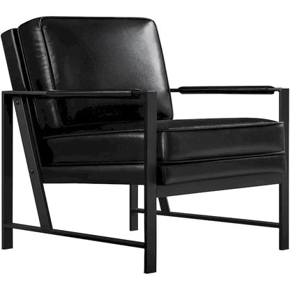 Yaheetech Retro Faux Leather Accent Lounge Chair  Vintage-Inspired Upholstered Seating