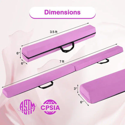 7-Foot Foam Balance Beam — Gymnastics Training Equipment with Removable Suede Cover