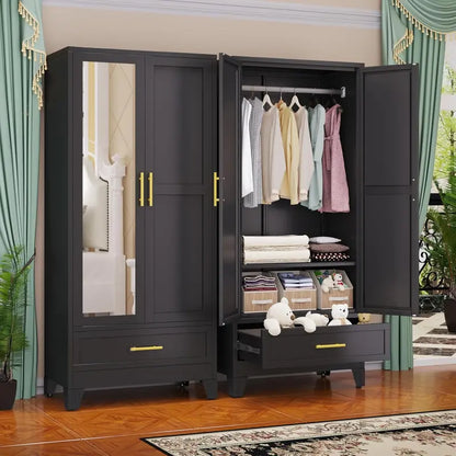 Industrial-Style Steel Armoire — 71-Inch Metal Clothing Storage Cabinet