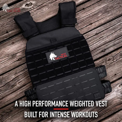 Wolf Tactical Adjustable Weighted Vest for Fitness Training, Breathable Design, Customizable Weights, Durable 600D Material, Unisex, Sizes XS-XL