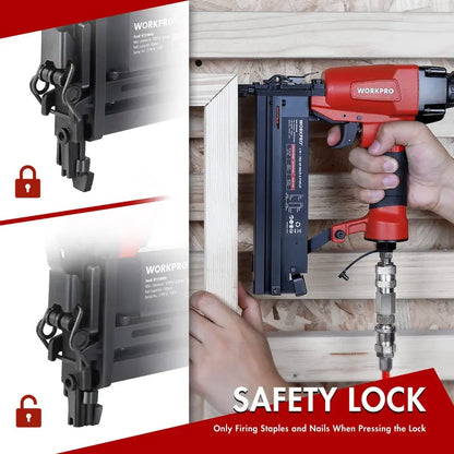 WORKPRO Dual-Function Pneumatic Brad Nailer  Includes 400 Brads & 300 Staples