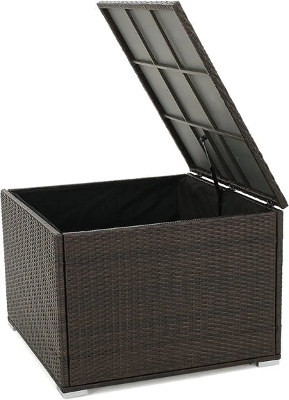 Samoa Multibrown Woven Resin Storage Box  Indoor/Outdoor Accent Bin