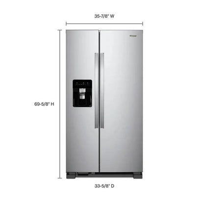 24 Cu. Ft. Stainless Steel Side-by-Side Refrigerator  36-Inch Wide Kitchen Appliance
