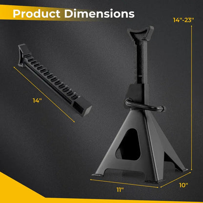 6-Ton Heavy-Duty Jack Stands  Adjustable 14″23″ Self-Locking Car Lift Supports with 13,000 lb Capacity